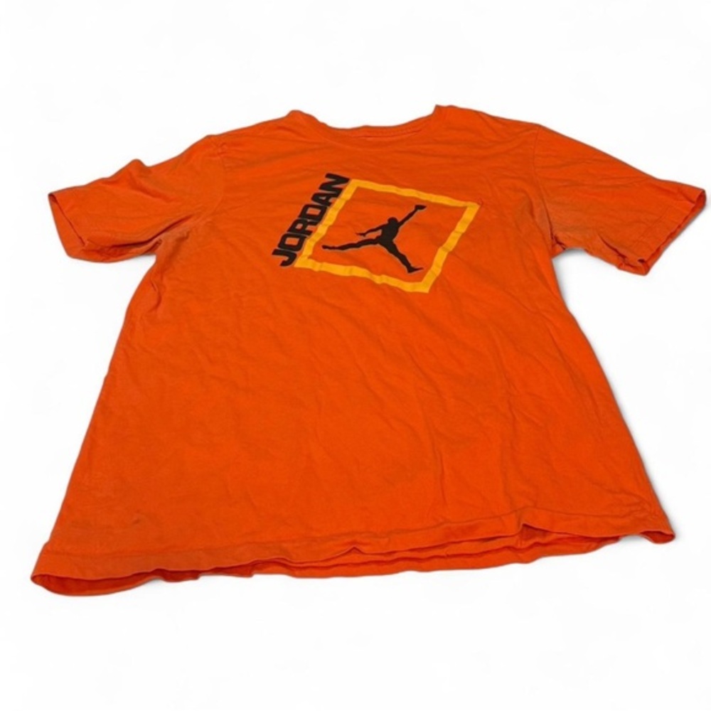 Jordan Orange Crewneck Tee with Red Jumpman